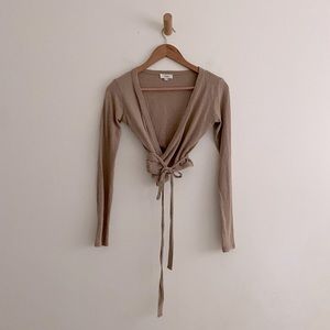 Ozma cropped raw silk wrap cardigan size small